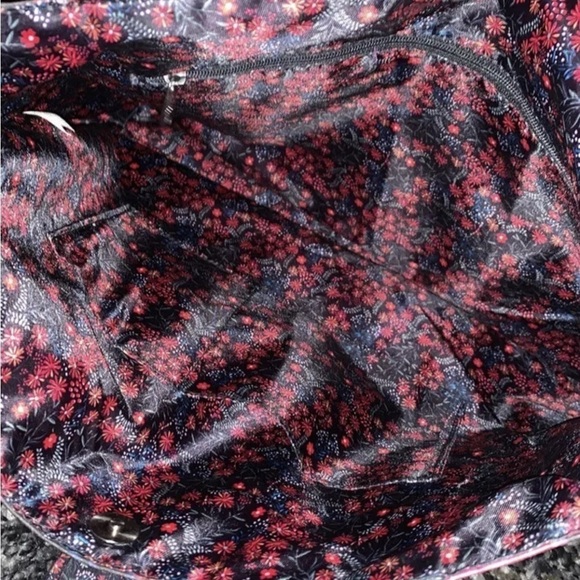 Matilda Jane Heart Strings Tote Bag Black Red Rose Floral Velour Ribbon Accents - Picture 4 of 5